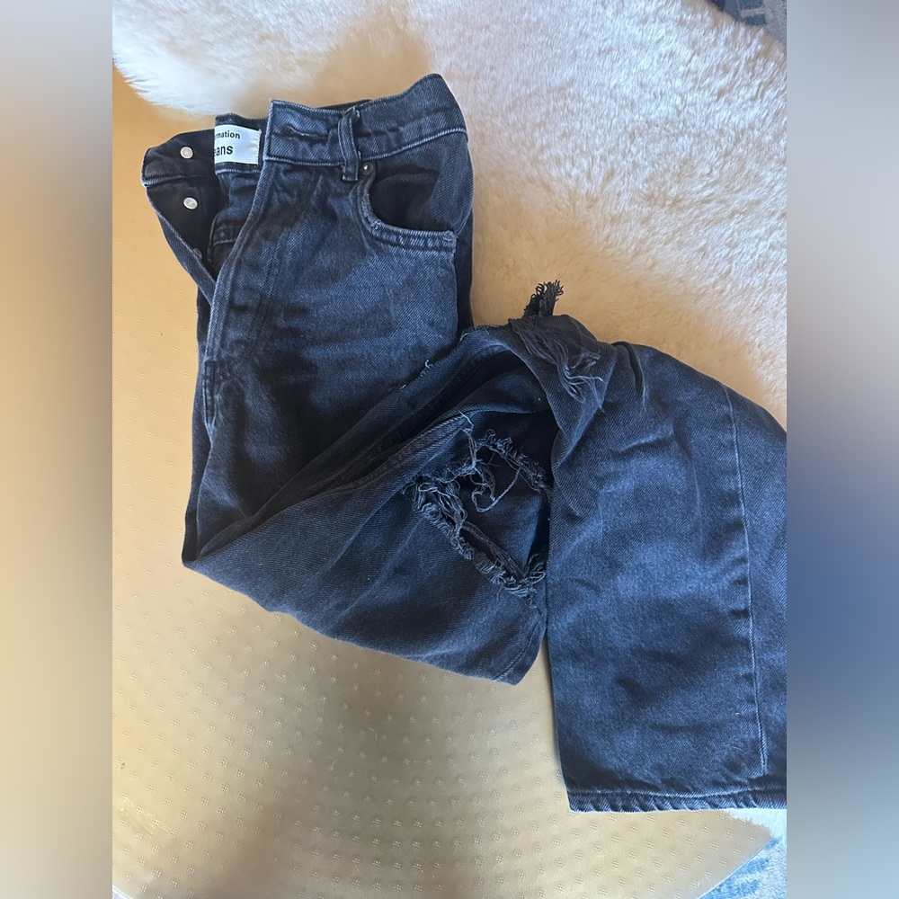Reformation Black Jeans with worn detailing women size 26